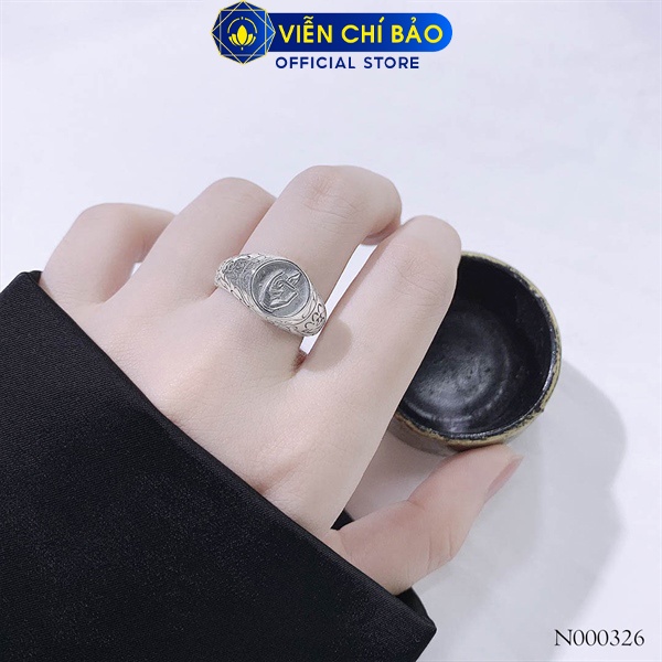 Nhẫn từ bi chất liệu bạc Thái 925 thời trang phụ kiện trang sức Viễn Chí Bảo N000326