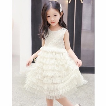 Đầm Công Chúa Phối Ren Lưới Thêu Hoa Xinh Xắn Thời Trang Mùa Hè Cho Bé Gái Thích hợp cho bé gái 2-6 tuổi