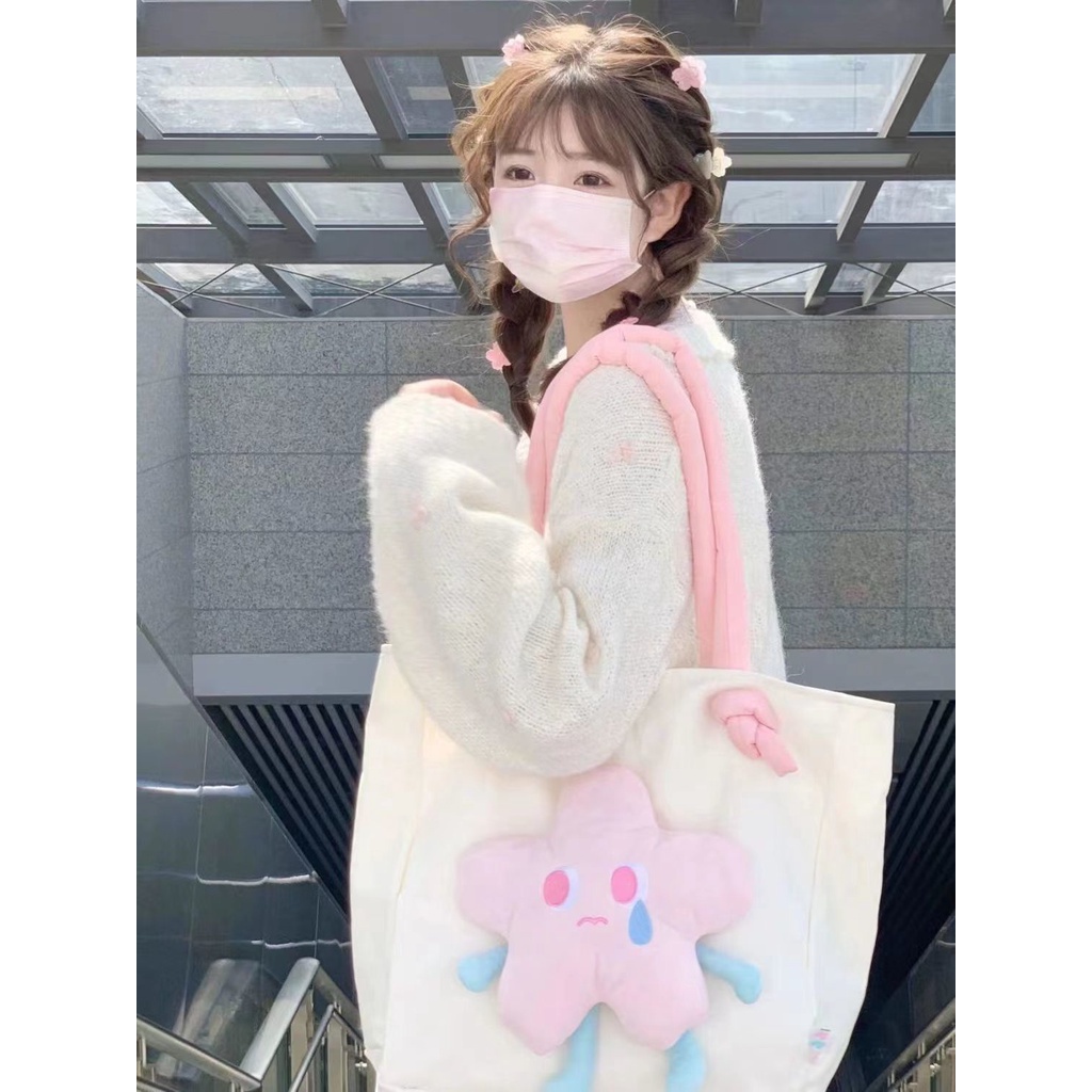 Túi tote Lớn Đeo Vai Có Gắn Búp Bê Ngôi Sao Dễ Thương JP5
