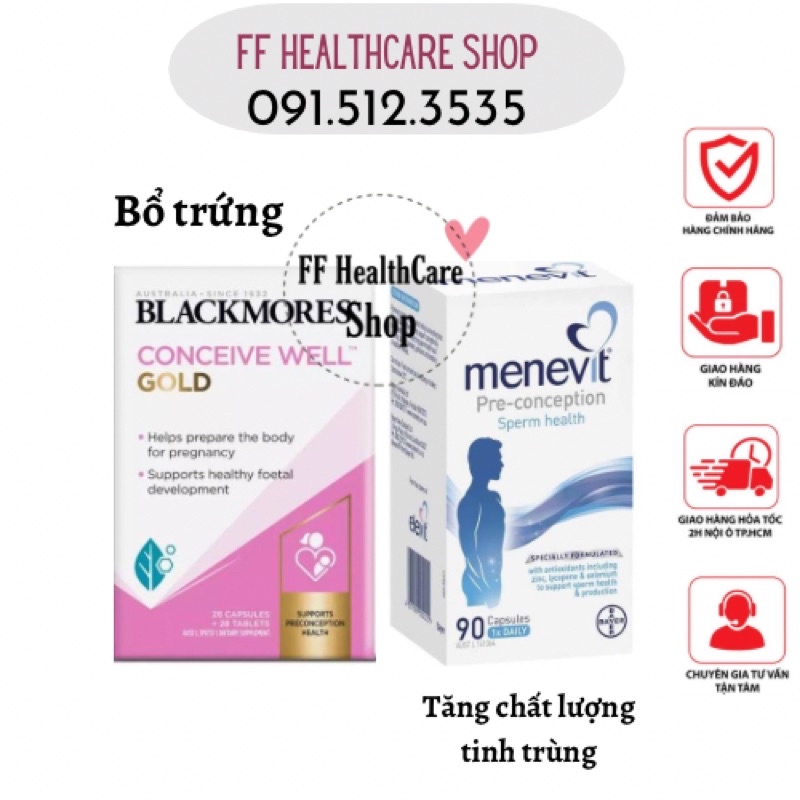 Combo Bổ Trứng Blackmores 56 Viên Úc, Menevit 90 Viên Úc- Tăng Khả Năng Thụ Thai