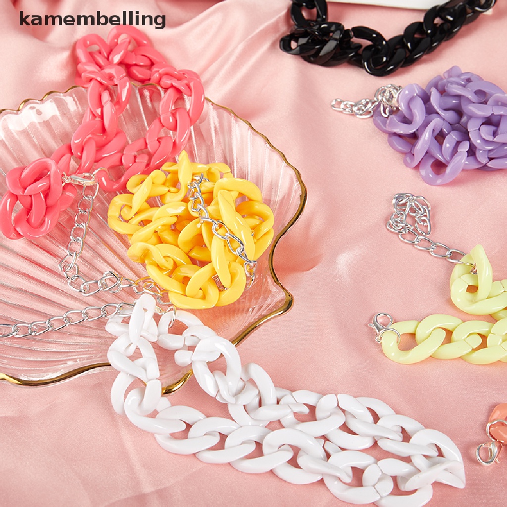 Kamembelling Vòng cổ Choker Acrylic Dày Màu Trắng Cho Nam Và Nữ EN
