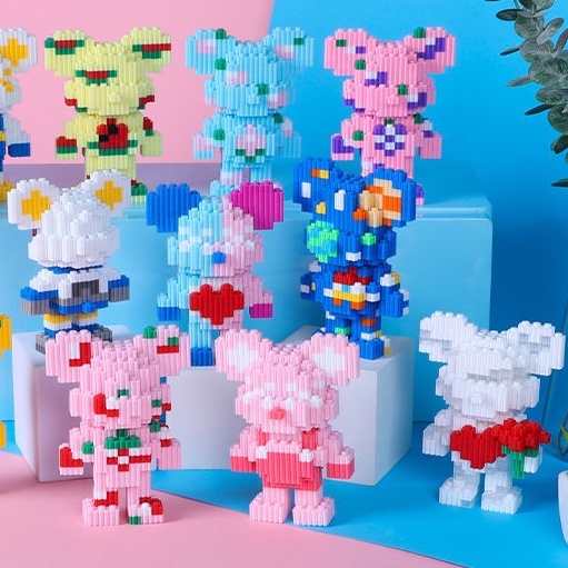 Xếp hình,ráp hình Gấu Bearbrick 12cm lắp ráp mô hình cỡ nhỏ bear brick nanoblocks nano 3d