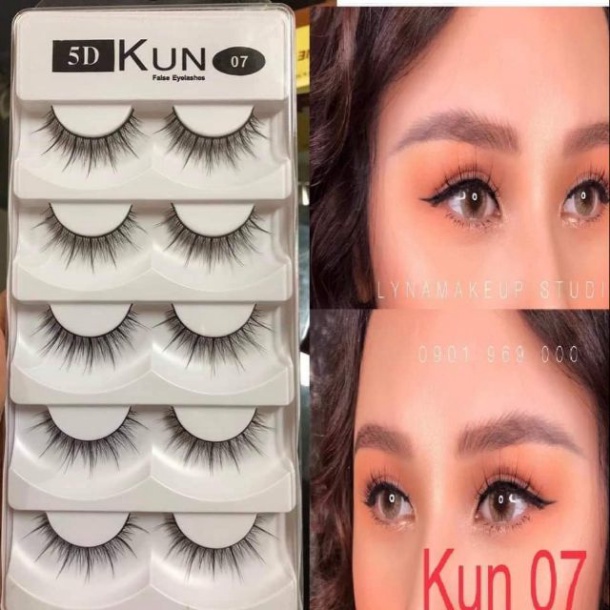 Mi giả tự nhiên 5D Kun 5 cặp đủ mẫu cao cấp chính hãng HALOMI chuyên dùng cho makeup TRANCI