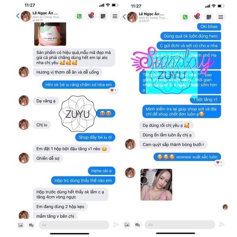 Combo ZuYu Tăng vòng 1 💗Tặng Kèm Serum Massage Ngực + Thước Đo + Gương Mini cầm tay