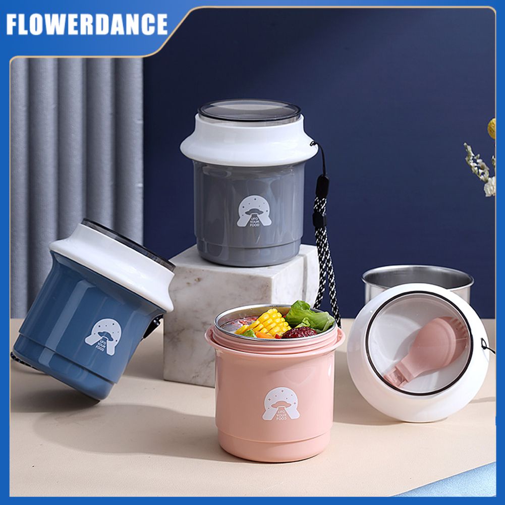 Đồng Hồ Nam Dây Thép Không Gỉ Cách Nhiệt Chén Có Nắp Đậy Cho Trẻ Em Di Động Vi Trưa Bento Hộp Thìa Nấu Cháo Ngoài Trời Tiện Dụng ăn Sáng Cốc Flowerdance