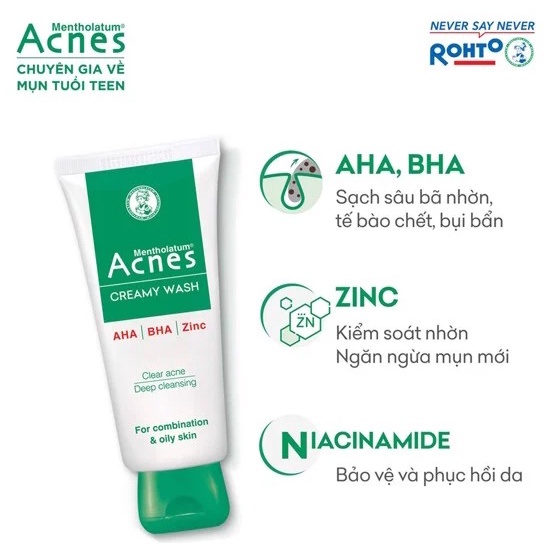 SRM Sữa rửa mặt ngăn ngừa mụn Acnes Creamy Wash 100g