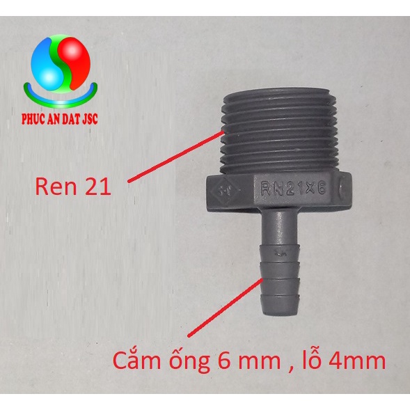 Nối ren 21 ra 6 ly , nối ren đuôi chuột, linh kiện tưới tiêu