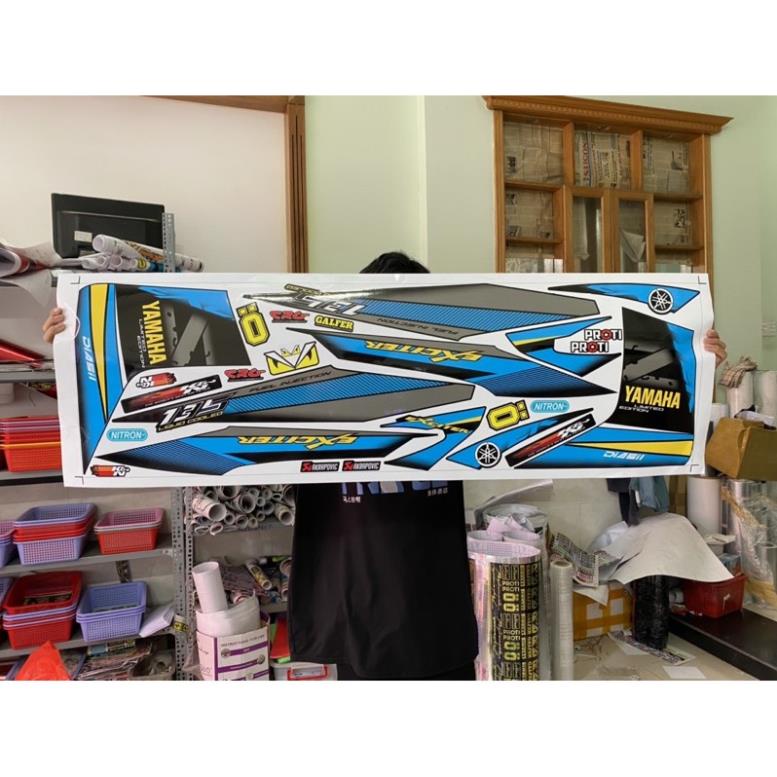 DECAL PVC 5 LỚP CHẤT LƯỢNG CAO Tem rời Exciter 2010 sọc xanh đen