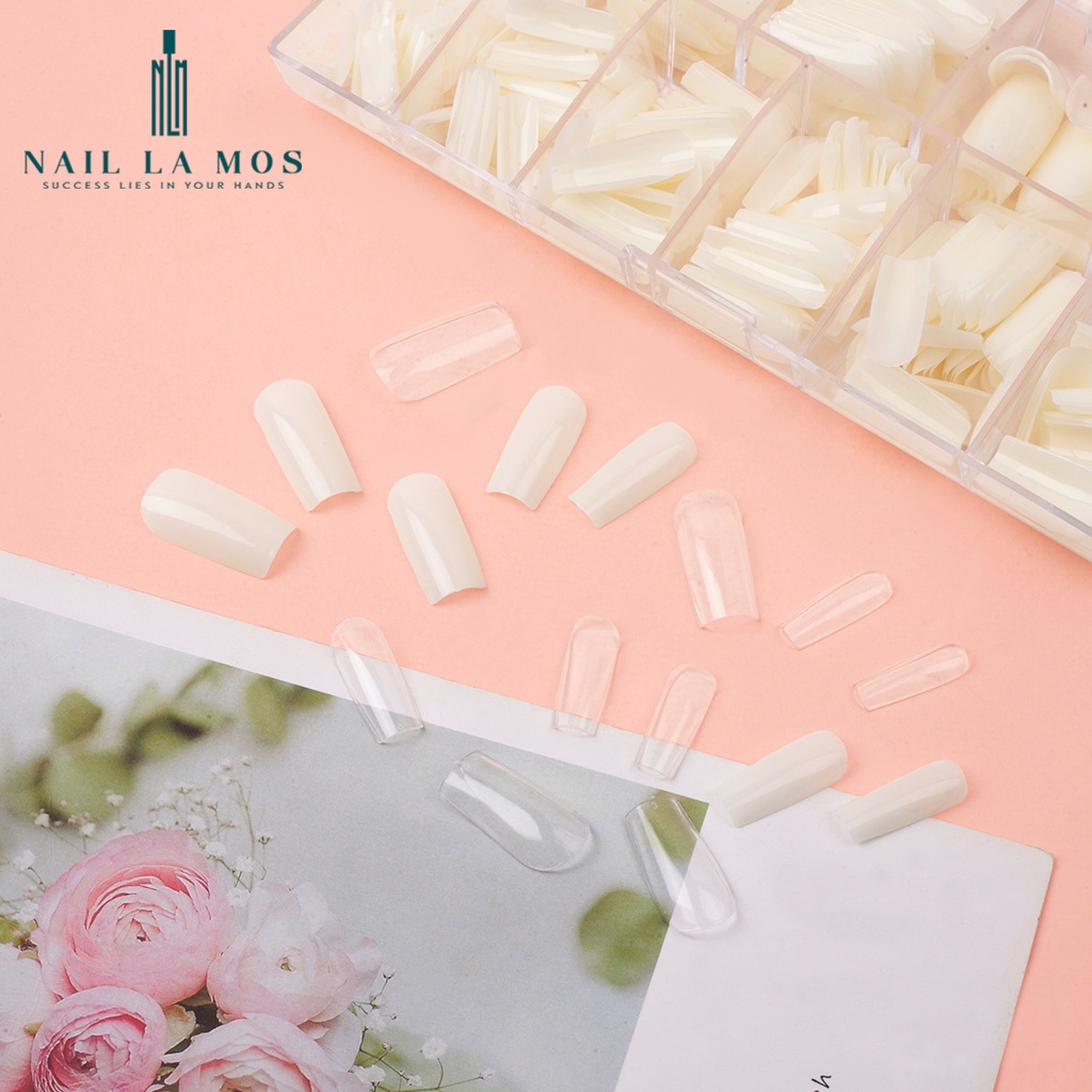 Móng úp HSM chính hãng loại trơn - Hộp 500 móng ốp đủ size, đủ phom thang, vuông, tròn, tròn nhọn, nhọn