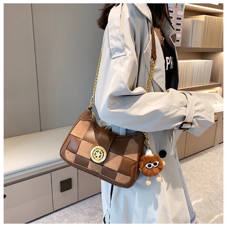 Túi Đeo Chéo Đan Lát Màu Sắc Tương Phản Phong Cách Hàn Quốc Dành Cho Nữ