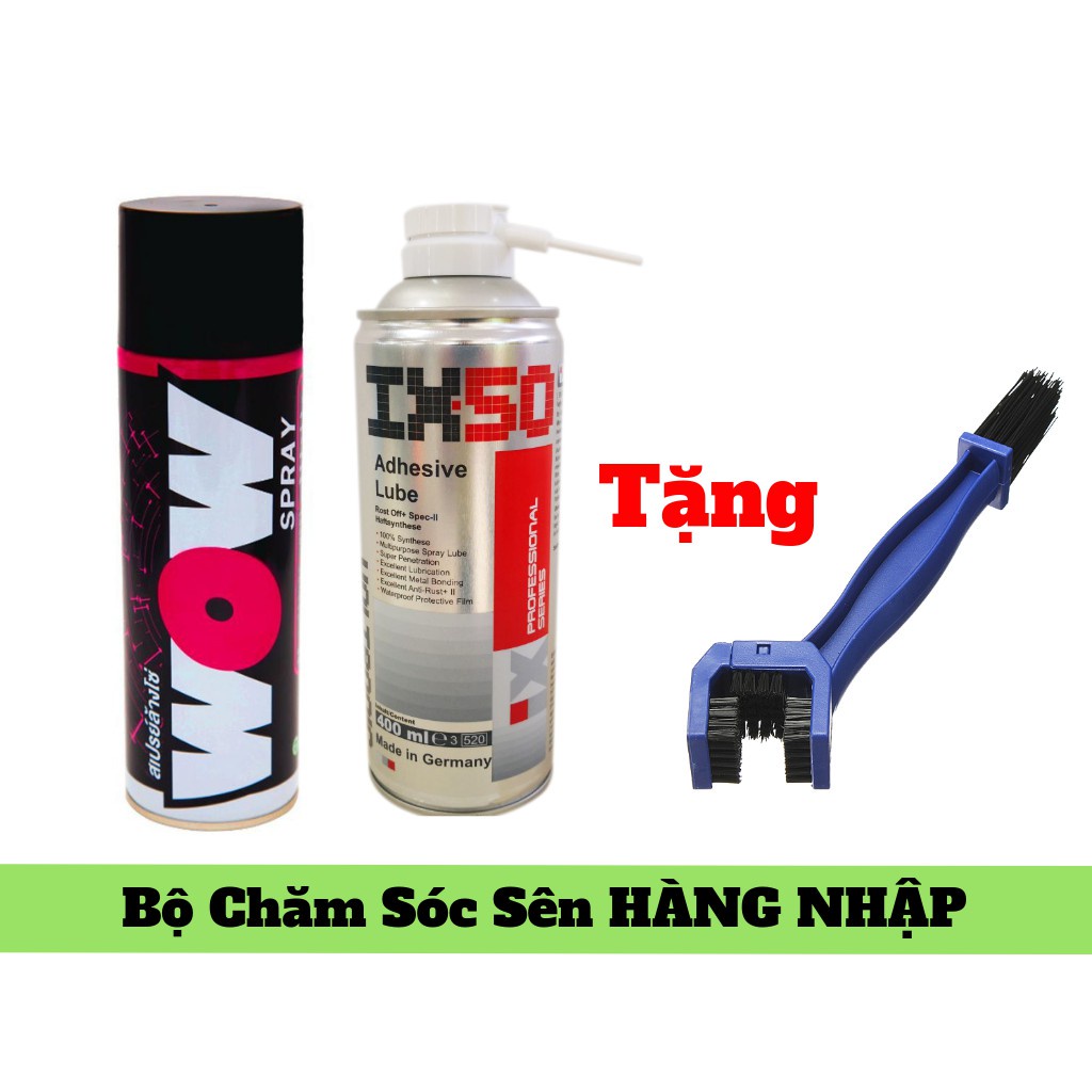 Combo vệ sinh sên,dưỡng sên cao cấp nhập khẩu:vệ sinh sên WOW Lube71 600ml ,dưỡng sên ceramic phủ sứ M50 Voltronic 400ml