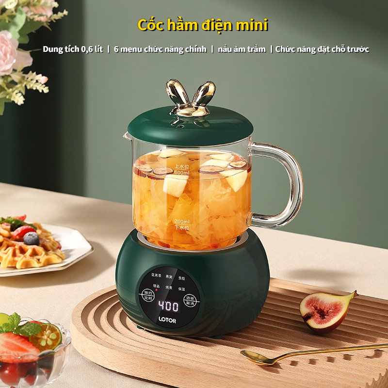 Cốc sức khỏe cốc hầm điện dung tích 0,6L cốc sưởi nhỏ tiếng ồn thấp Chức năng hẹn 9.5H quà sinh nhật