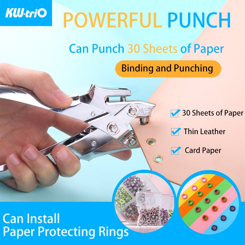 Dụng Cụ Đục Lỗ Kèm 100 Vòng Kim Loại 5mm Nhiều Màu Sắc Để Trang Trí Cho Vải Da / Thắt Lưng / Giấy / Vải