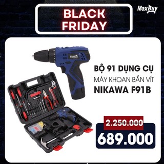 Bộ máy khoan vặn vít đa năng Nikawa 91 chi tiết khoan bê tông khoan gỗ nhập khẩu Nhật bảo hành 6 tháng giao hỏa tốc