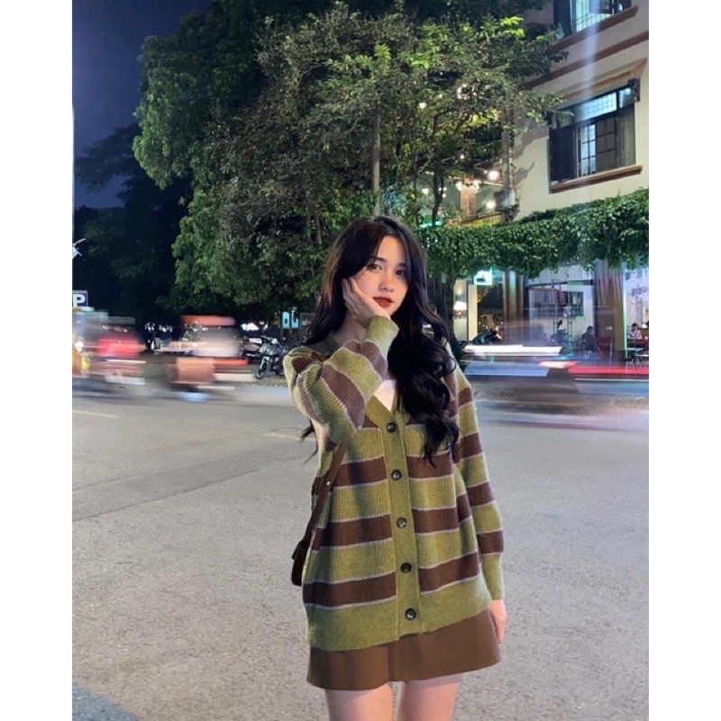 ÁO KHOÁC LEN CADIGAN MÀU NÂU RÊU