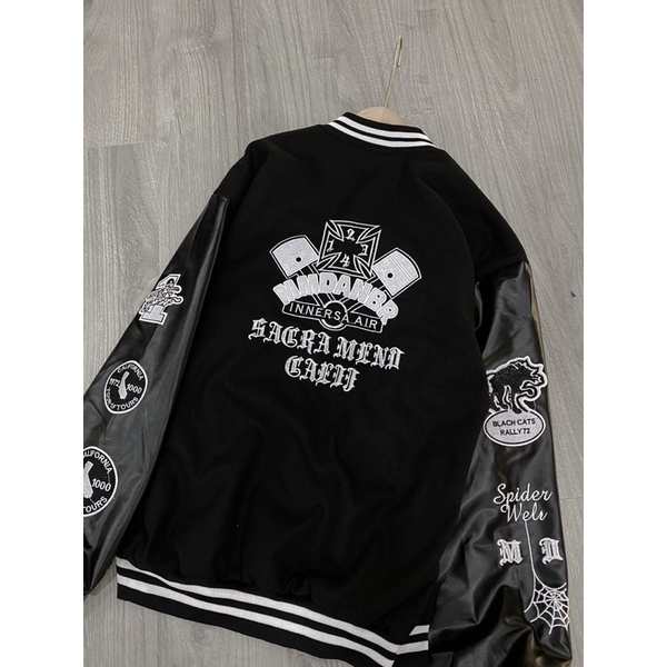 ÁO KHOÁC BOMBER KAKI TAY DA THÊU UNISEX NAM NỮ