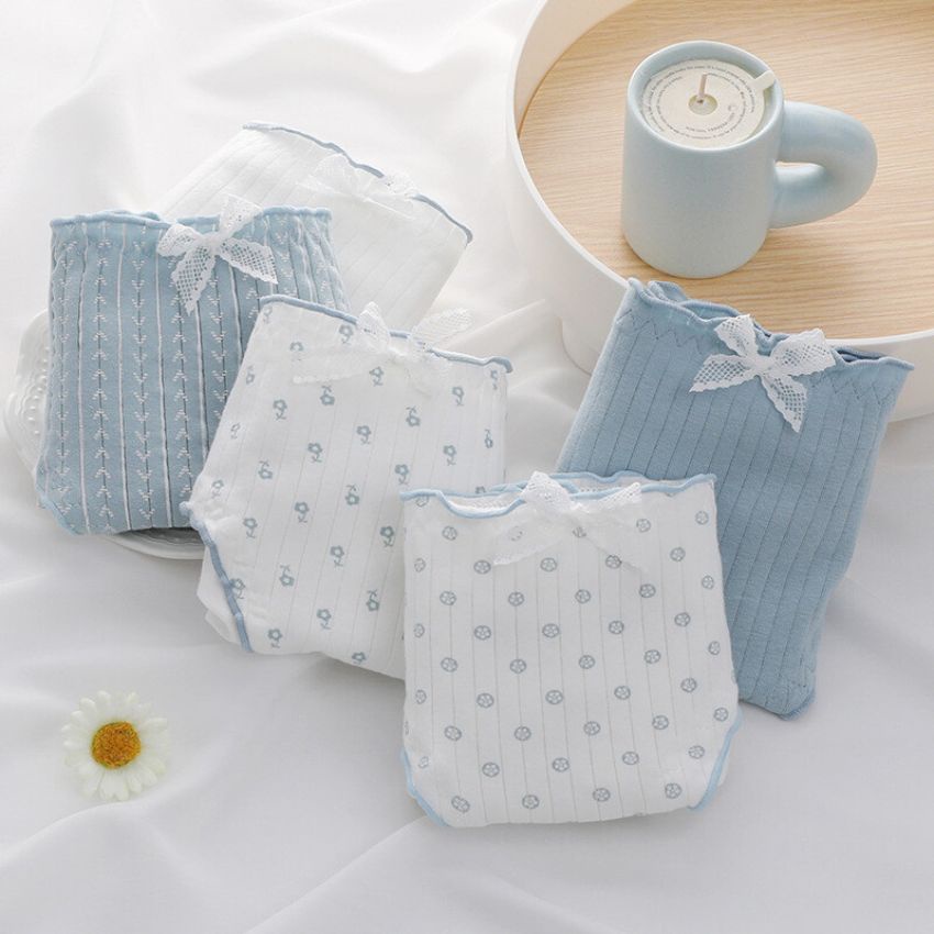 Quần lót nữ cotton cute - Quần chip nữ viền ren xinh xắn co dãn Kingshop L215