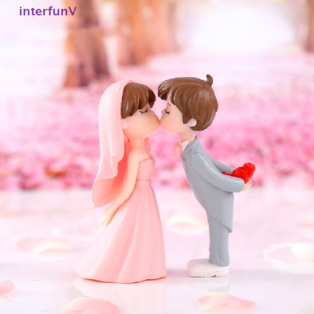 [InterfunV] 1 Cặp Tượng Cặp Đôi Bằng Nhựa Trang Trí Tiểu Cảnh Đám Cưới Diy