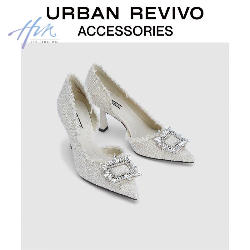 Giày Cao Gót Vải Tweed Đính Đá Phong Cách Thời Trang Mới 2022