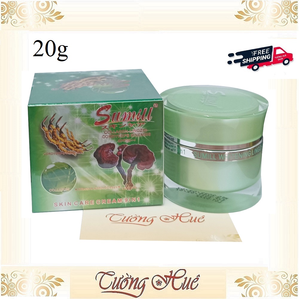 Kem dưỡng trắng da Sumill Tinh Chất Collagen - Linh Chi & Đông Trùng Hạ Thảo - 20g - Xanh lá