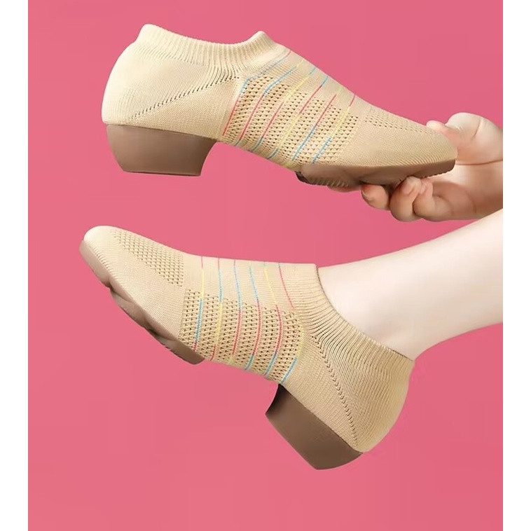 Giày Khiêu Vũ Jazz / Jazz / Jazz / Nhảy Múa / Nhảy Múa Hình Vuông Phối Lưới Dệt Hiện Đại Cho Nữ