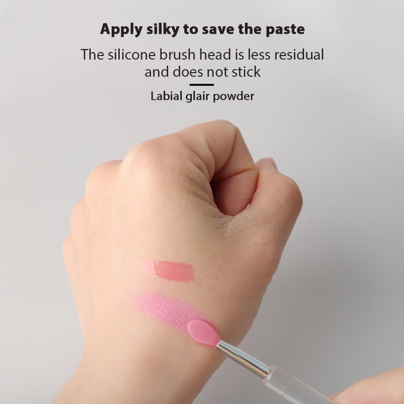 Cọ Tô Son Môi Bằng Silicon Trong Suốt Di Động Đính Kim Sa Có Nắp Đậy Tiện Dụng