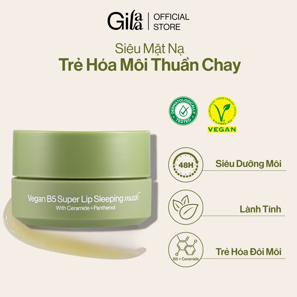 Mặt Nạ Ngủ Trẻ Hóa Môi GILAA Vegan B5 Super Lip Sleeping Mask 10ml