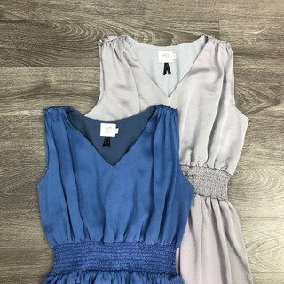 Đầm H/D Lụa Không Tay Xếp Li Vai, Bo Eo