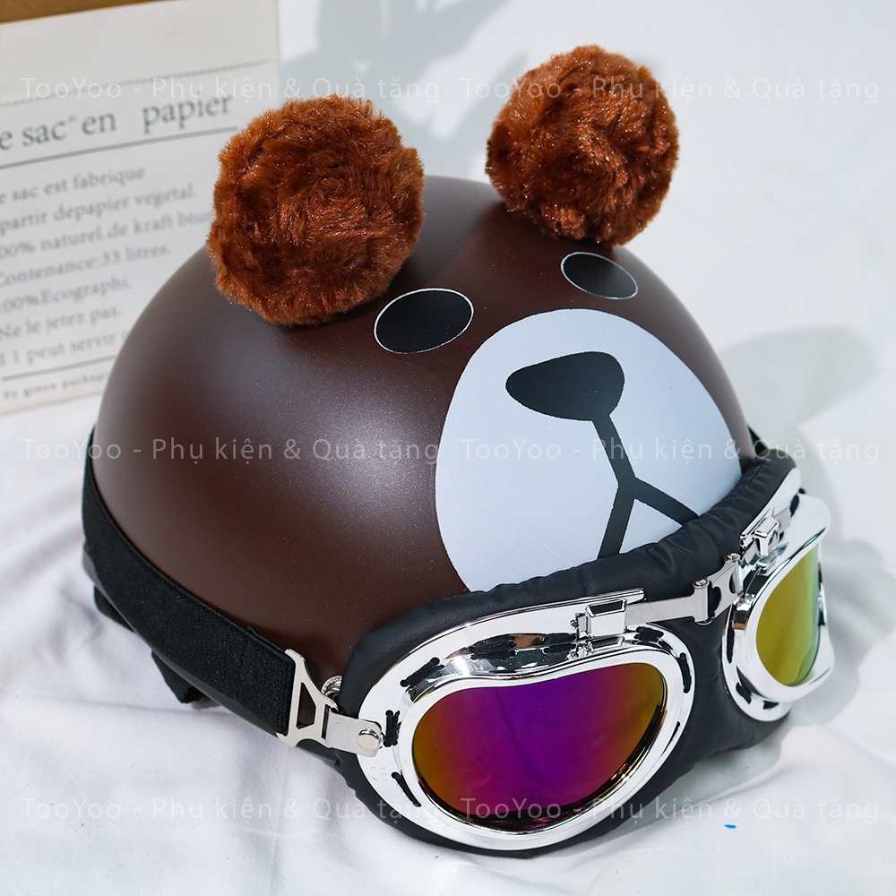 Mũ bảo hiểm nửa đầu DORAEMON, PIKACHU, GẤU NÂU có tai dễ thương cute TooYoo TY0118