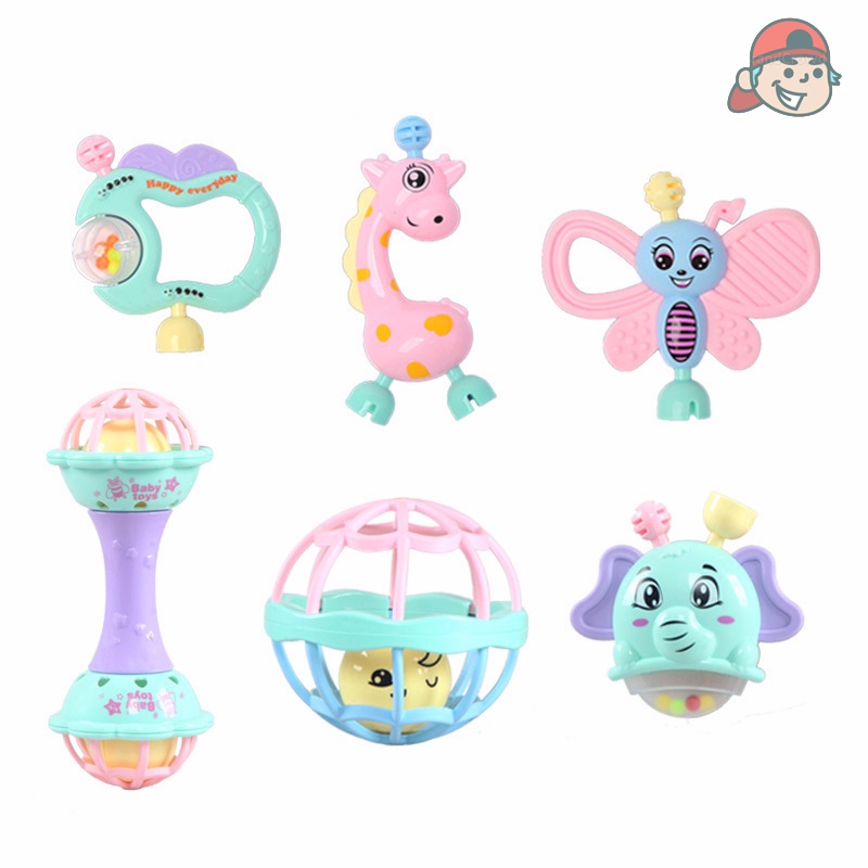 Bộ đồ chơi xúc xắc 7 món hình thú phát tiếng kêu vui nhộn kích thích vận động và giác quan của bé