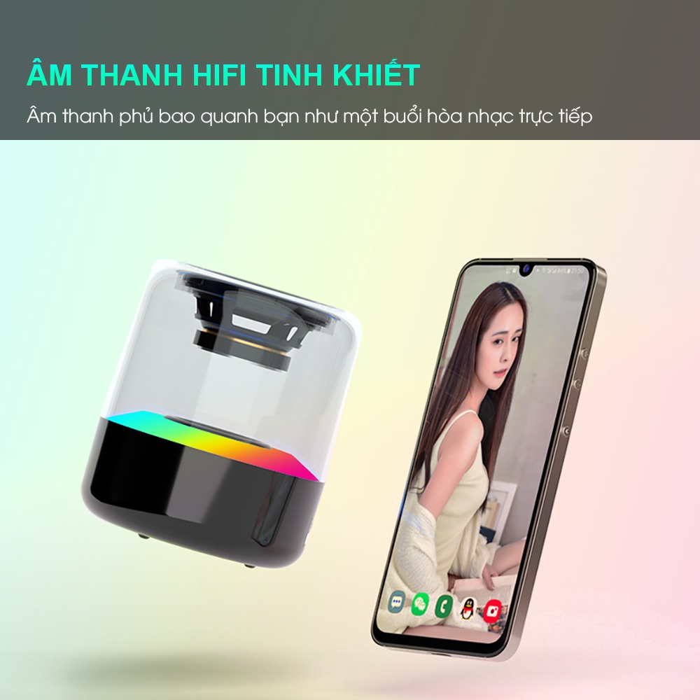 Loa bluetooth không dây YINDIAO 308 bass mạnh âm thanh vòm 3D đèn led RGB rực rỡ pin dung lượng cao