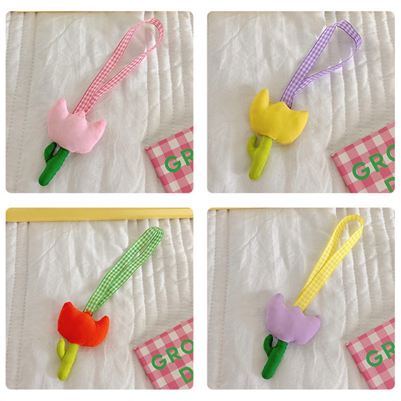Phụ kiện treo túi xách YA ZHOU LONG hình hoa tulip màu kẹo ngọt dễ thương tiện lợi
