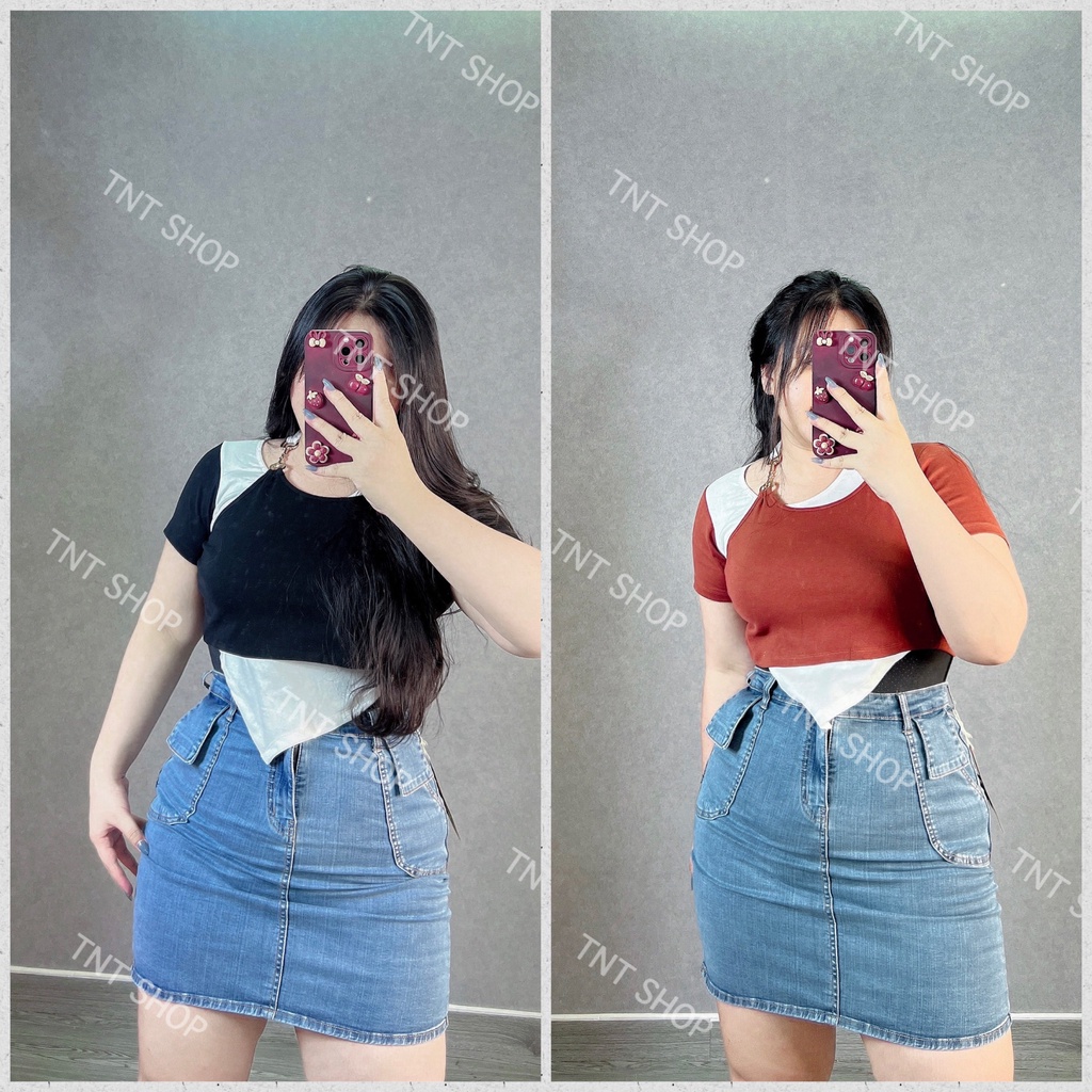 ÁO THUN TAY NGẮN PHỐI XÍCH [TNT SHOP BIGSIZE 60KG 90KG]