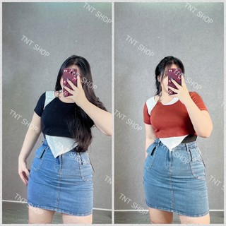 Áo thun tay ngắn phối xích