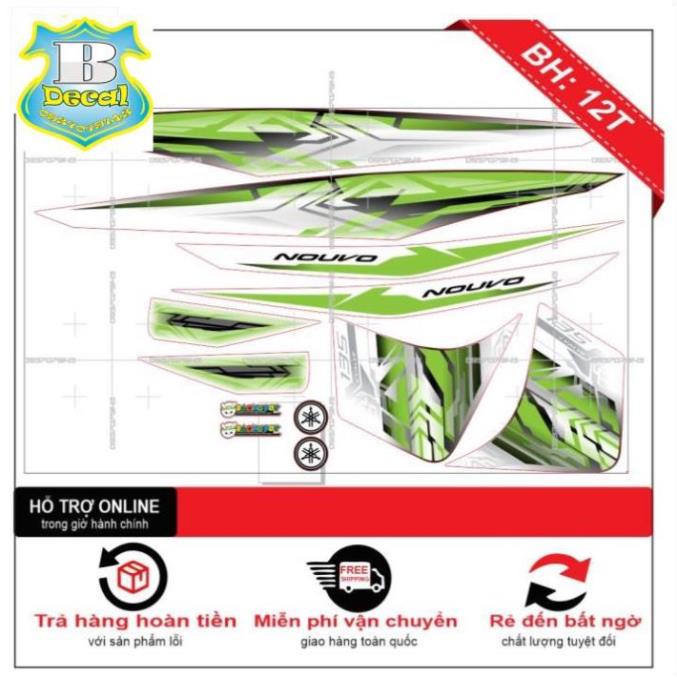 FREE SHIP + SALE SỐC +DECAL PVC 5 LỚP CHẤT LƯỢNG CAO Tem rời NOUVO 4 V26 DÁN XE TRẮNG [Bi Decal]