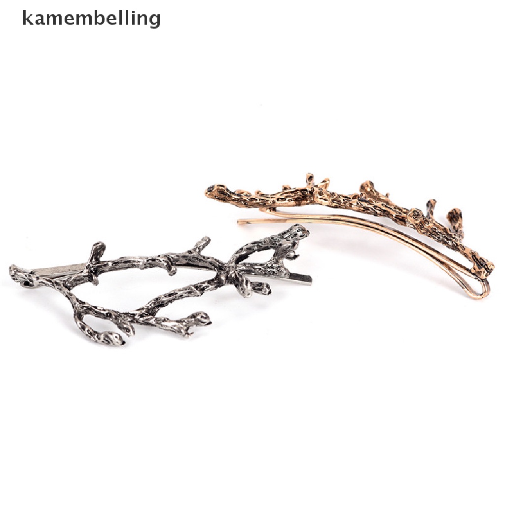 Kamembelling Kẹp Tóc Kim Loại Hình Nhánh Cây Màu Vàng / Bạc Cho Nữ