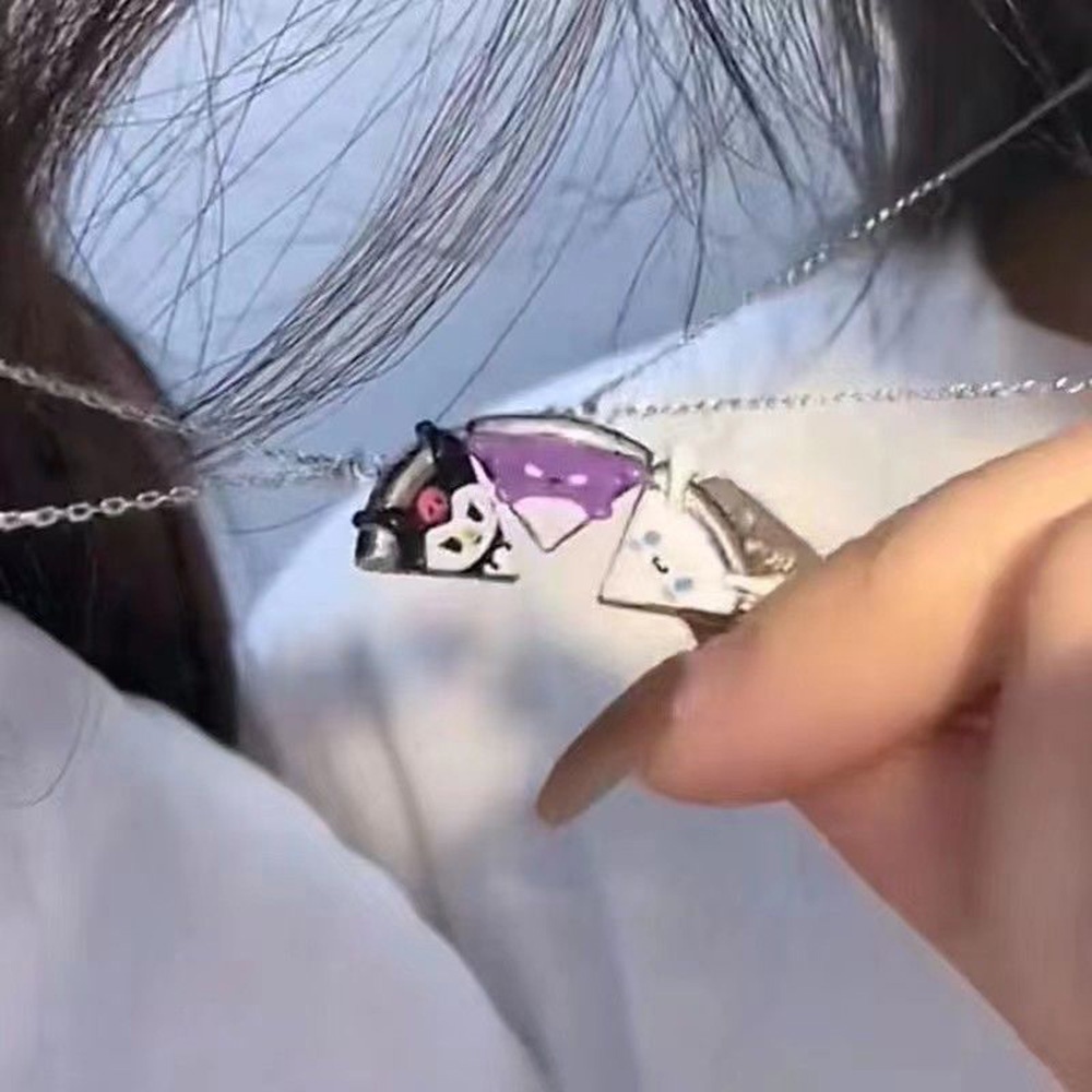 1 Vòng cổ Mặt Hình Kuromi Hoạt Hình Có Nam Châm