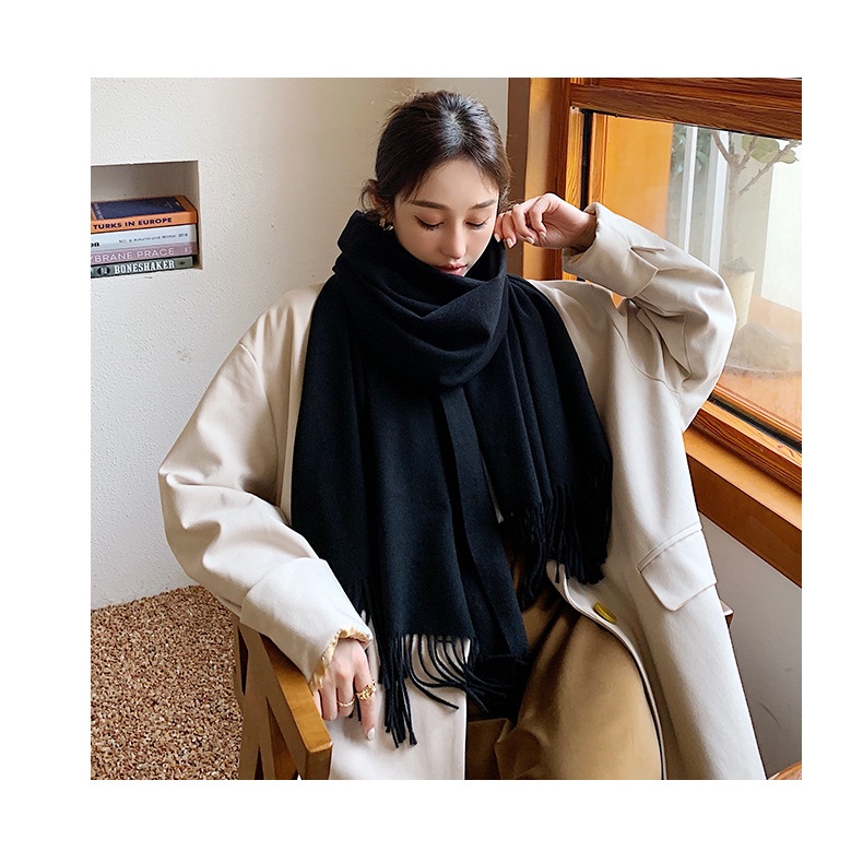 Khăn choàng MC&amp;MO quàng cổ mùa thu đông nam nữ khăn cashmere màu trơn cao cấp 200x70cm - Mã CA02 The Collar Box