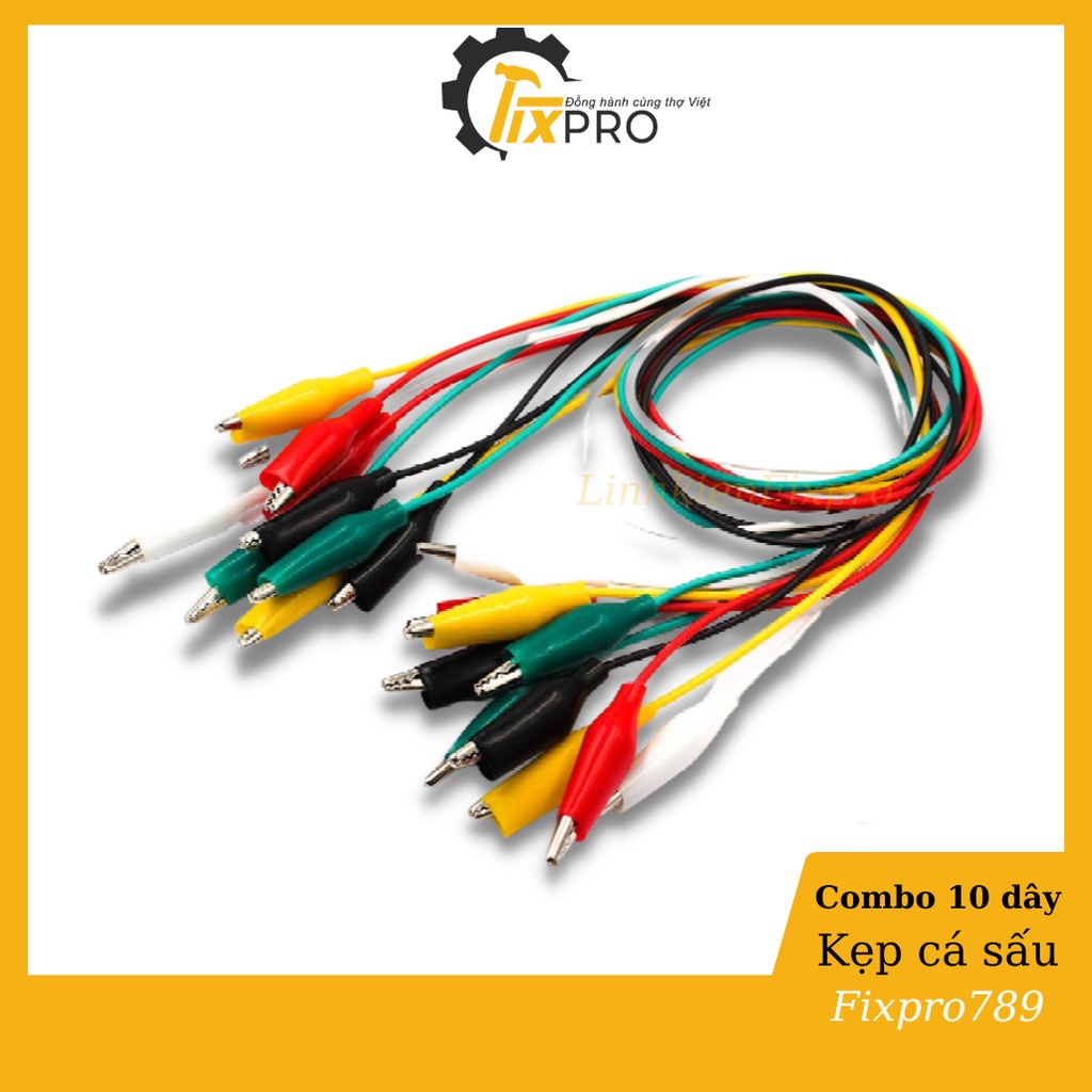 Combo bó 10 dây kẹp cá sấu nhỏ 26mm loại tốt dài 50cm