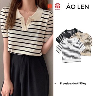 Áo thun len nữ tay ngắn kẻ sọc hàn quốc ulzzang thời trang VM Shop 81018- 22ALU01A961701