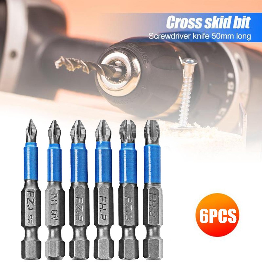 Set 6 Mũi Khoan Điện Chống Trượt 50mm PH1 / PH2 / PH3 / PZ1 / PZ2 / PZ3