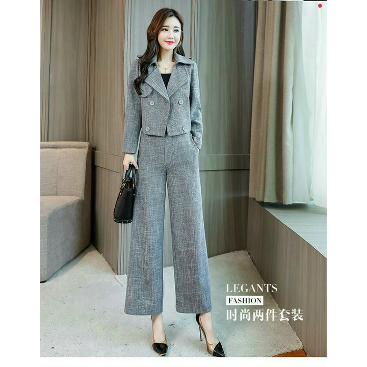 Set bộ vest dài công sở cao cấp - Mua bộ vest quần suông phối nút đẹp