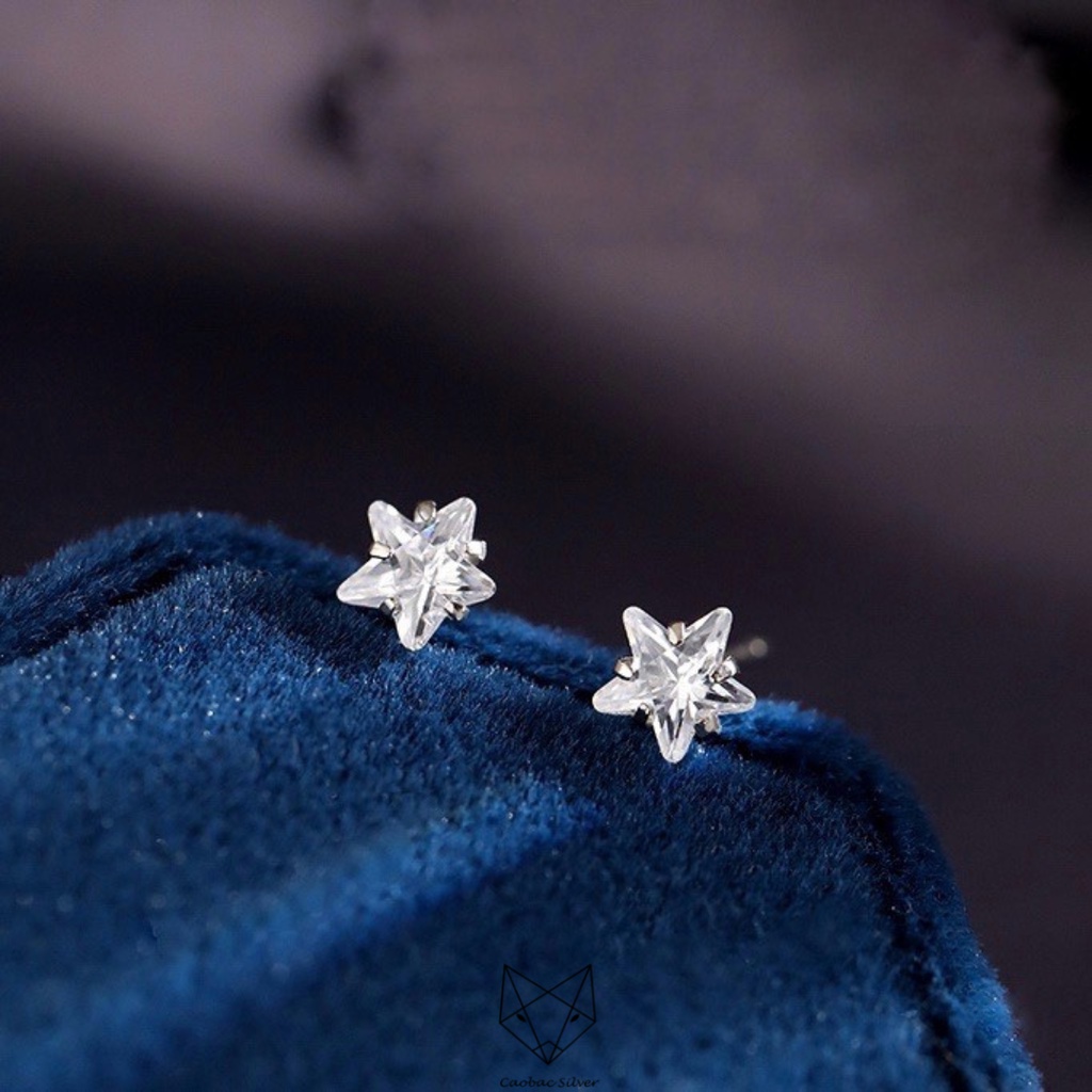 Combo Bộ 3 Đôi Bông Tai Nữ Bạc Ta CaoBac Silver Sao, Bi, Đá Phong Cách Unisex Cá Tính Đơn Giản