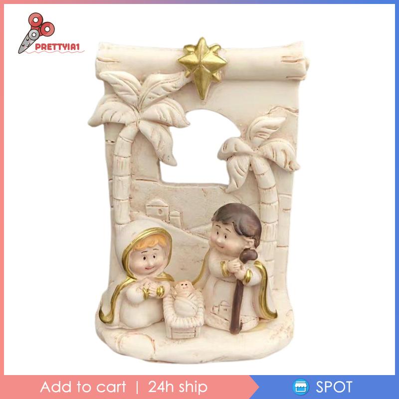 [Prettyia1] Tượng Gia Đình Thánh Giáng Sinh Để Bàn Hoặc Trưng Bày Trang Trí