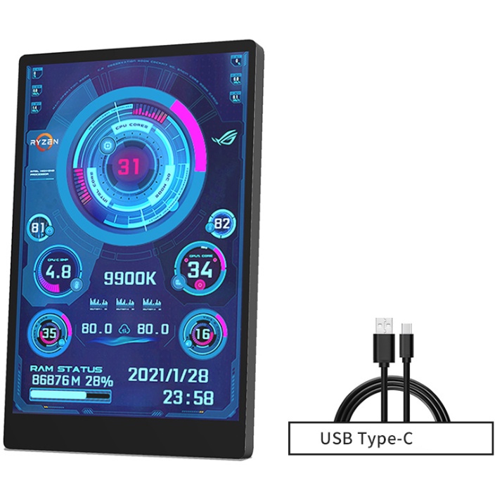 Màn hình Phụ Nhỏ hiển thị thông tin pc/laptop + 2 giá đỡ và dây nhiều theme