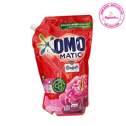 Túi Nước Giặt OMO Matic Máy Giặt Cửa Trên Comfort Hương Hoa Hồng Ecuador 2KG