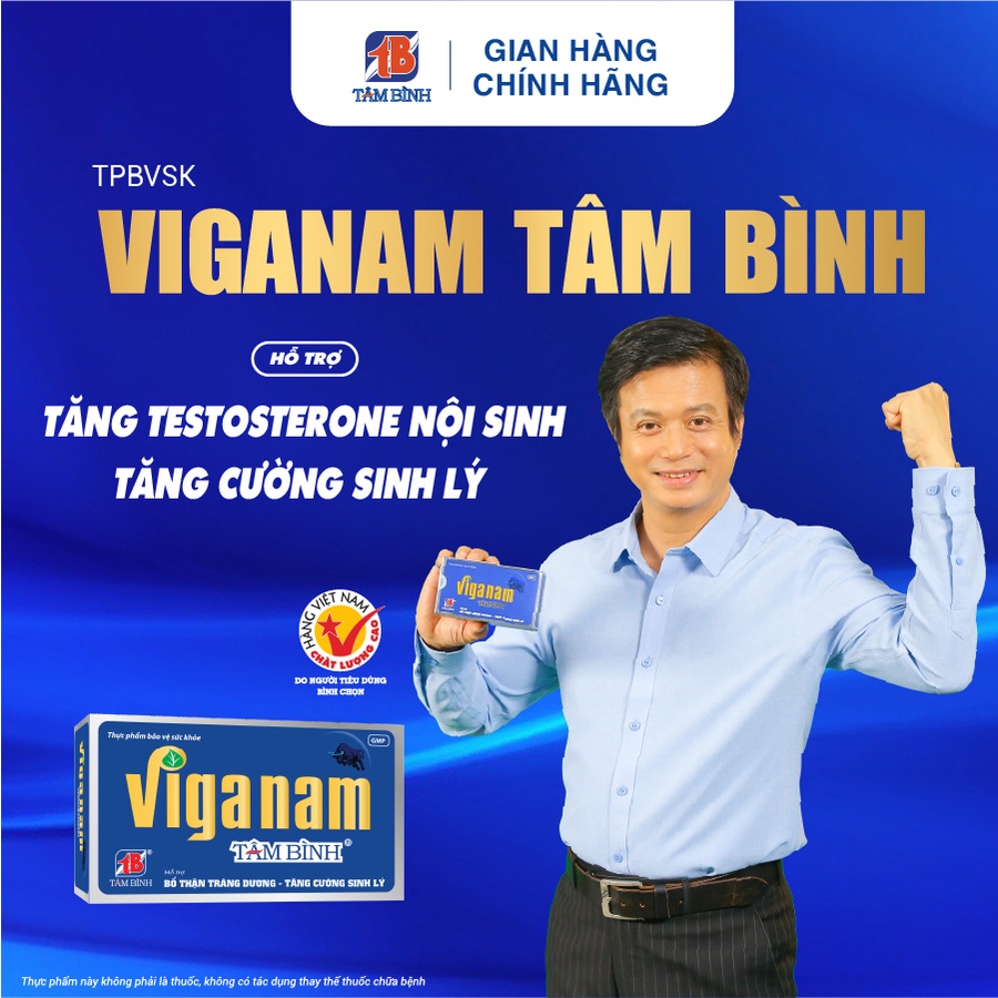 [Chính hãng] Viganam Tâm Bình - Hỗ trợ tăng cường sinh lý nam, tăng testosterone, sức khỏe nam giới, giảm tiểu đêm