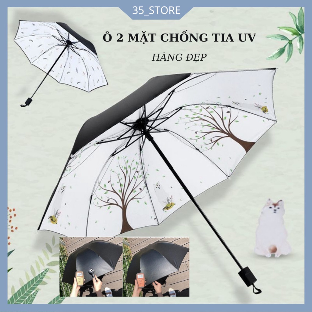 Ô che nắng hai mặt chống tia UV /Dù che nắng hoa văn 3D Mẫu Mới