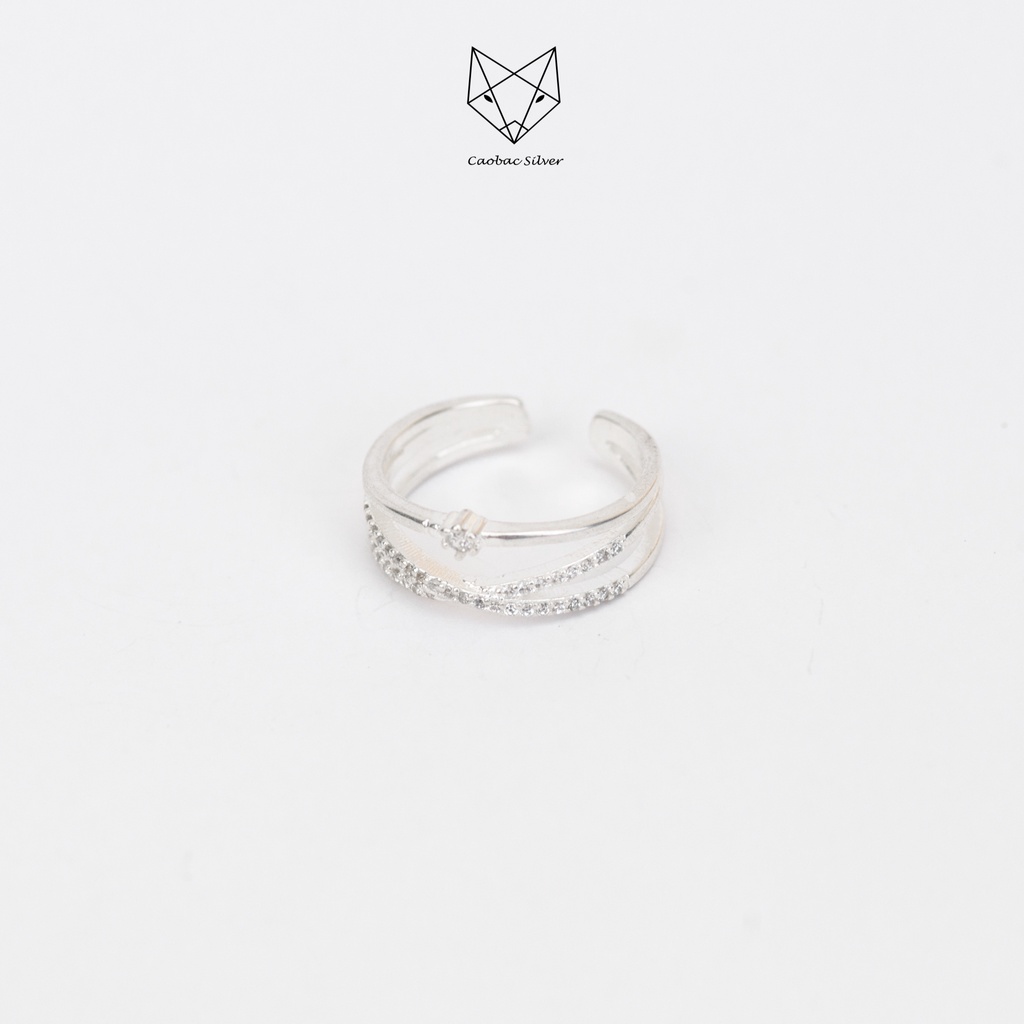Nhẫn Bạc Ta CaoBac Silver Thiết Kế Ba Sợi Sợi Trơn 2 Sợi Đá Đan Nhau Nhẹ Nhàng Lấp Lánh Độc Lạ Dành Tặng Cho Bạn Gái