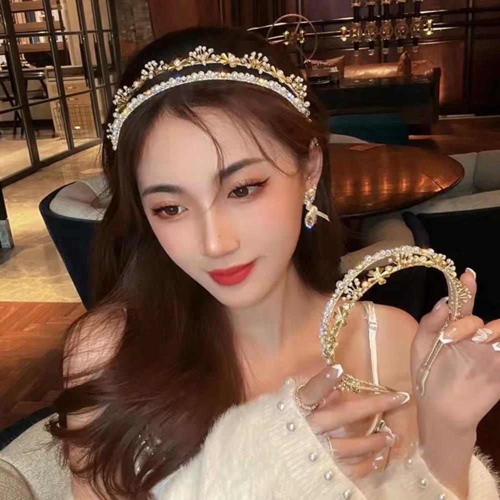 Băng Đô Cài Tóc Hai Hàng Hình Hoa Phong Cách Retro Sang Trọng WMES15H Dành Cho Bạn Nữ